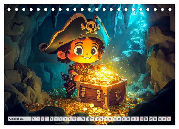 Produktbild: Piraten-Abenteuer - Die Reise zum verborgenen Schatz (Tischkalender 2026 DIN A5 quer), CALVENDO Monatskalender