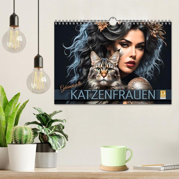 Produktbild: Geheimnisvolle Katzenfrauen (Wandkalender 2026 DIN A4 quer), CALVENDO Monatskalender