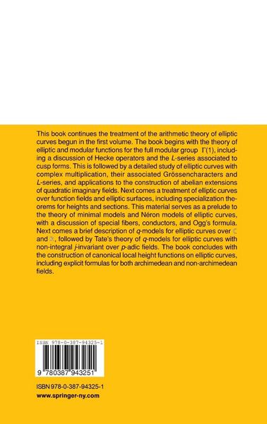 Produktbild: Advanced Topics in the Arithmetic of Elliptic Curves