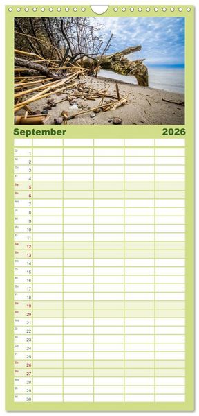 Produktbild: Familienplaner 2026 - Bezauberndes Usedom mit 5 Spalten (Wandkalender, 21 x 45 cm) CALVENDO