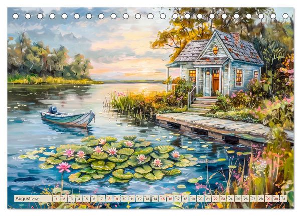 Produktbild: Kleine Cottages - Romantische Fantasieh&auml;uschen (Tischkalender 2026 DIN A5 quer), CALVENDO Monatskalender