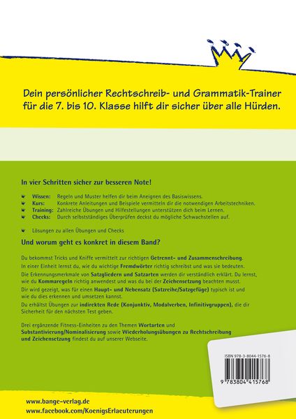 Produktbild: Rechtschreibung, Grammatik und Zeichensetzung. Deutsch Klasse 7-10.