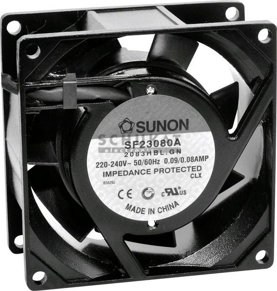 Produktbild: Sunon SF23080A2083HSL Axiall&uuml;fter 230 V/AC 39.07 m&sup3;/h (L x B x H) 80 x 80 x 38mm