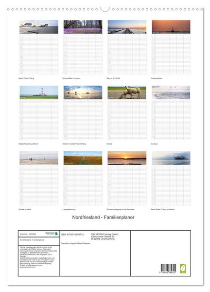 Produktbild: Nordfriesland - Familienplaner (Wandkalender 2026 DIN A2 hoch), CALVENDO Monatskalender