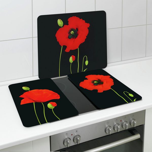 Produktbild: Multi-Platte Mod. Mohn, Spritzschutz, Herdblende, Schneidbrett