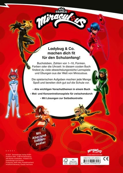 Produktbild: Miraculous: Das gro&szlig;e Vorschulbuch - Buchstaben, Zahlen, Konzentration