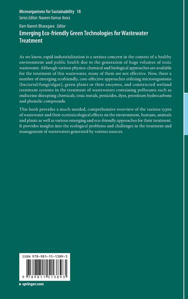 Produktbild: Emerging Eco-friendly Green Technologies for Wastewater Treatment