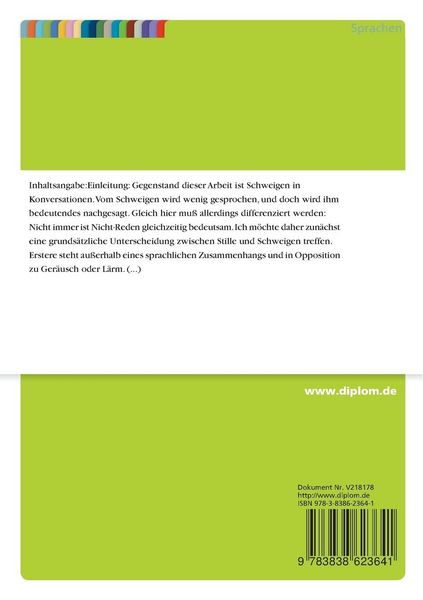 Produktbild: Kommunikative und interaktive Funktionen von Schweigen in Konversationen