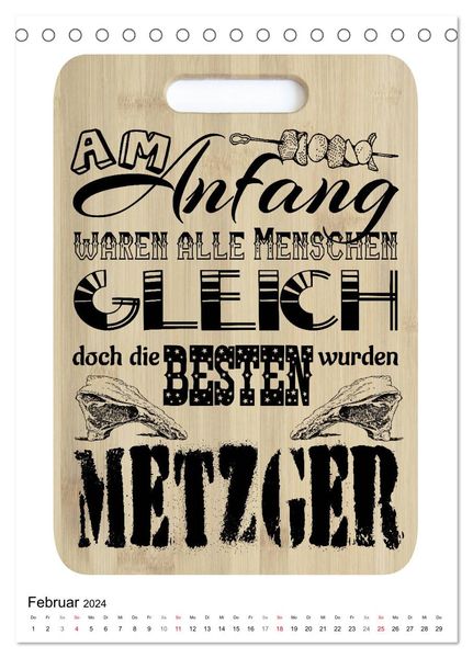 "MetzgerSprüche (Tischkalender 2024 DIN A5 hoch), CALVENDO