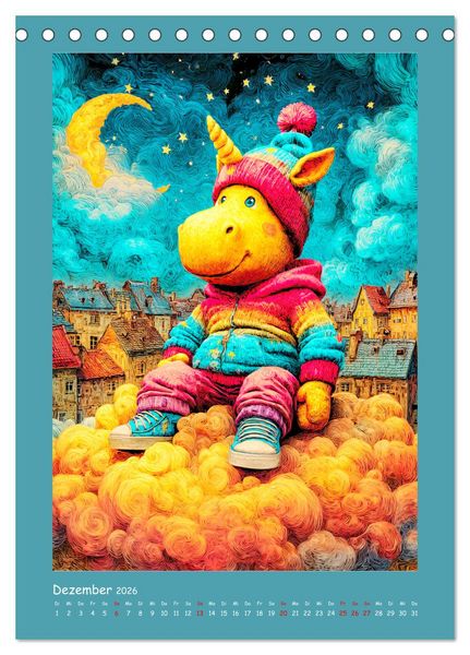 Produktbild: Unicorns. Niedliche Einh&ouml;rner in der Stadt (Tischkalender 2026 DIN A5 hoch), CALVENDO Monatskalender