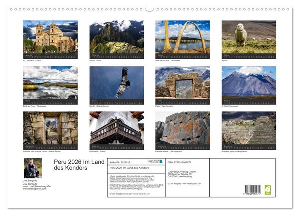 Produktbild: Peru 2026 Im Land des Kondors (Wandkalender 2026 DIN A2 quer), CALVENDO Monatskalender