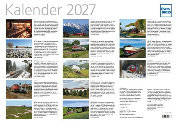 Produktbild: Faszination Eisenbahn Kalender 2027