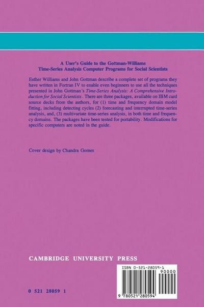 Produktbild: A User's Guide to the Gottman-Williams Time-Series Analysis Computer Programs for Social Scientists