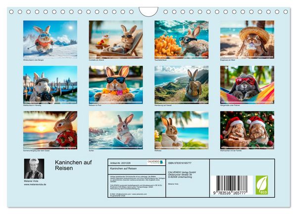 Produktbild: Kaninchen auf Reisen (Wandkalender 2026 DIN A4 quer), CALVENDO Monatskalender