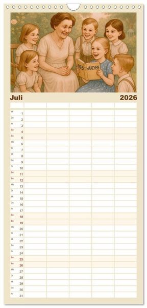Produktbild: Familienplaner 2026 - Else Ury mit 5 Spalten (Wandkalender, 21 x 45 cm) CALVENDO
