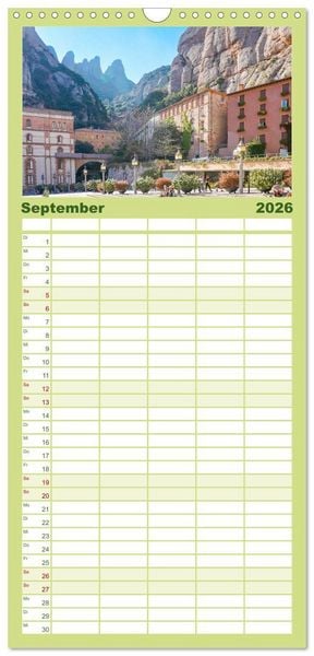 Produktbild: Familienplaner 2026 - Montserrat Wanderung mit 5 Spalten (Wandkalender, 21 x 45 cm) CALVENDO