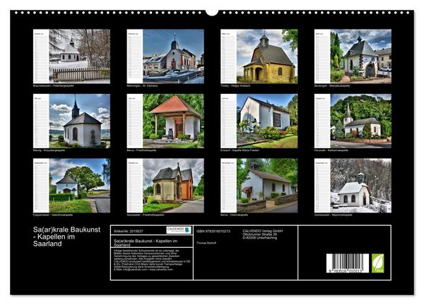 Produktbild: Sa(ar)krale Baukunst - Kapellen im Saarland (hochwertiger Premium Wandkalender 2026 DIN A2 quer), Kunstdruck in Hochglanz