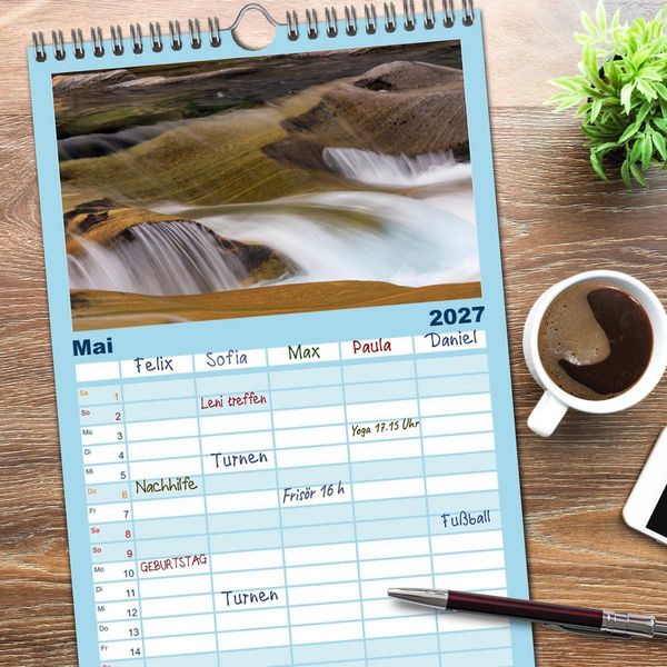 Produktbild: Familienplaner 2027 - Farben und Formen der Verzasca mit 5 Spalten (Wandkalender, 21 x 45 cm) CALVENDO