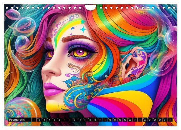 Produktbild: Psychedelische Ladies (Wandkalender 2026 DIN A4 quer), CALVENDO Monatskalender