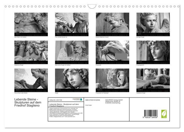 Produktbild: Lebende Steine - Skulpturen auf dem Friedhof Staglieno (Wandkalender 2026 DIN A3 quer), CALVENDO Monatskalender
