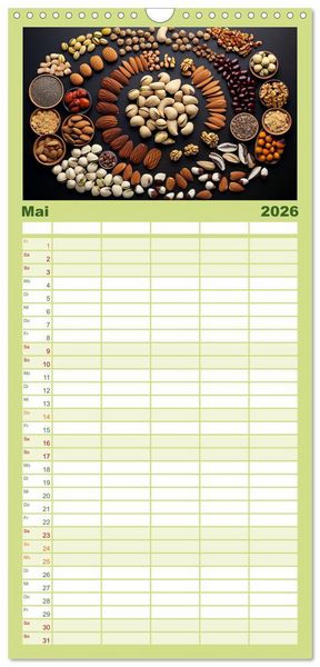Produktbild: Familienplaner 2026 - Ordentlich Vegetarisch mit 5 Spalten (Wandkalender, 21 x 45 cm) CALVENDO