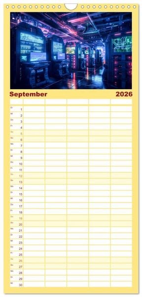 Produktbild: Familienplaner 2026 - Visuelle Reise in die digitale Welt mit 5 Spalten (Wandkalender, 21 x 45 cm) CALVENDO