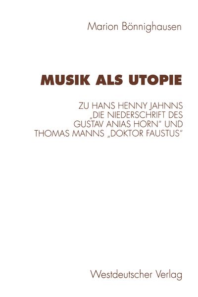 Produktbild: Musik als Utopie