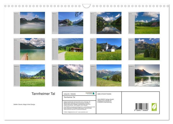 Produktbild: Tannheimer Tal (Wandkalender 2026 DIN A3 quer), CALVENDO Monatskalender