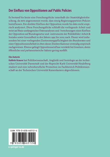 Produktbild: Der Einfluss von Oppositionen auf Public Policies