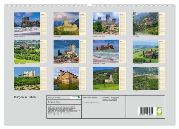 Produktbild: Burgen in Italien (hochwertiger Premium Wandkalender 2026 DIN A2 quer), Kunstdruck in Hochglanz