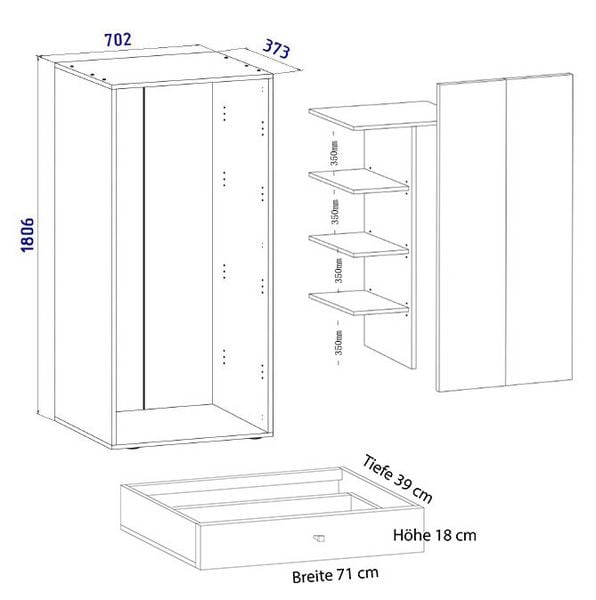 Produktbild: Kleiderschrank Jugendschrank Vandol Dreht&uuml;ren S