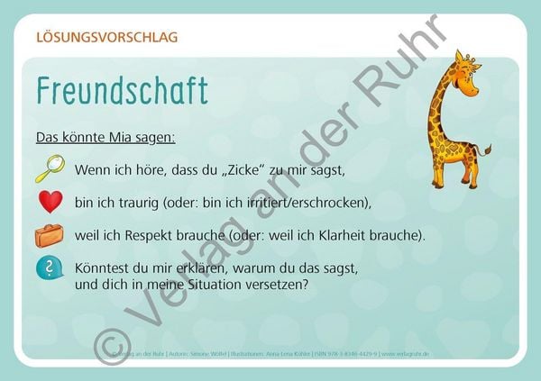 Produktbild: Unsere Giraffen-Kartei &ndash; Kinder &uuml;ben selbstst&auml;ndig gewaltfreie Kommunikation mit der Giraffensprache