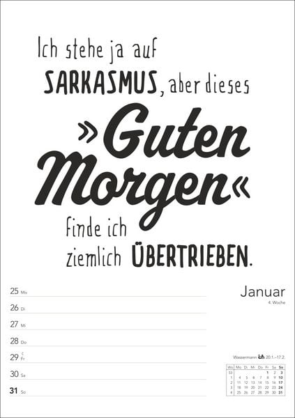 Produktbild: Typo-Spr&uuml;che-Kalender s/w Wochenplaner 2027 - mit 53 witzigen Spr&uuml;chen