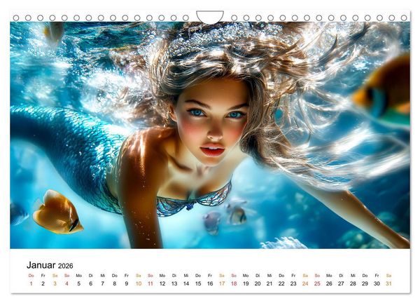 Produktbild: Geheimnisvolle Meerjungfrau (Wandkalender 2026 DIN A4 quer), CALVENDO Monatskalender