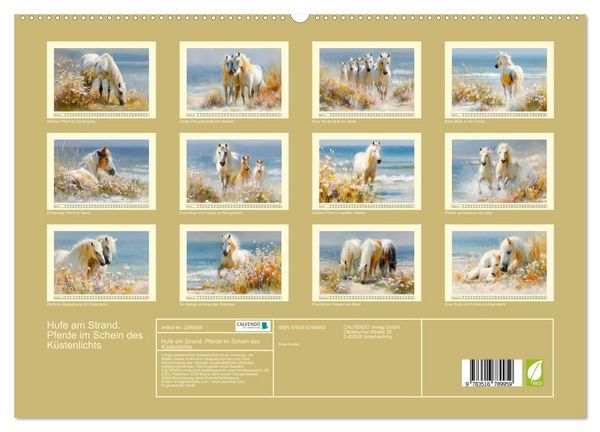 Produktbild: Hufe am Strand. Pferde im Schein des K&uuml;stenlichts (hochwertiger Premium Wandkalender 2027 DIN A2 quer), Kunstdruck in Hochglanz
