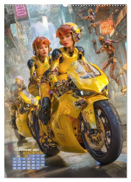 Produktbild: Cyberpunk &Auml;sthetik &ndash; Neonstadt mit seinne Bewohnern (hochwertiger Premium Wandkalender 2026 DIN A2 hoch), Kunstdruck in Hochglanz