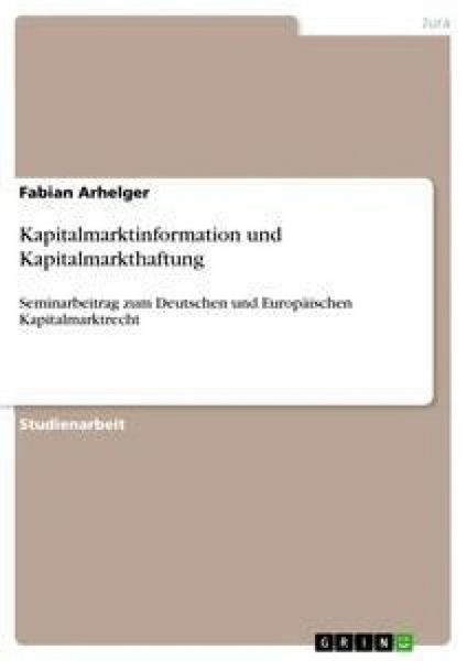 Produktbild: Kapitalmarktinformation und Kapitalmarkthaftung