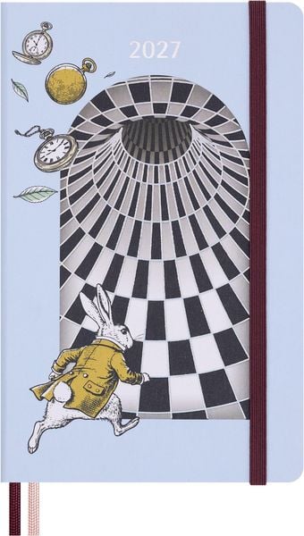 Produktbild: Moleskine Alice im Wunderland 12 Monate Tageskalender 2027, L/A5, 1 Tag = 1 Seite, fester Einband