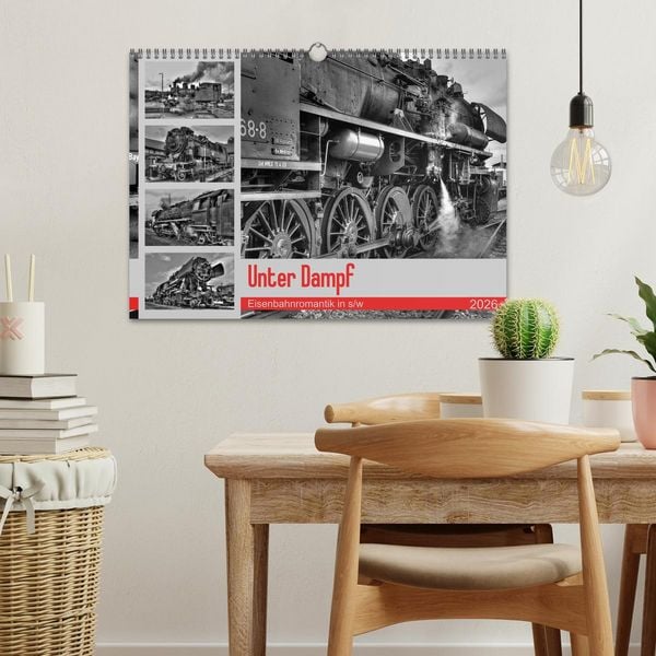 Produktbild: Unter Dampf - Eisenbahnromantik in schwarz-wei&szlig; (Wandkalender 2026 DIN A3 quer), CALVENDO Monatskalender