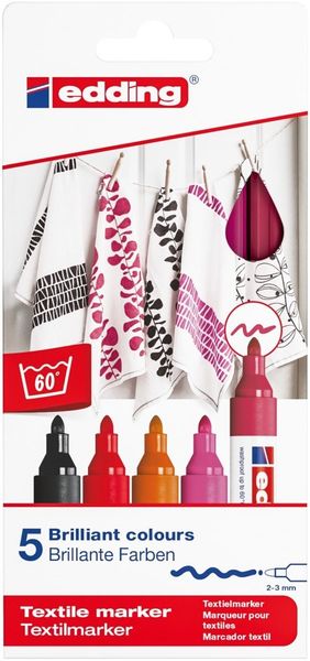 Produktbild: Edding 4500 Textilmarker 2-3mm 5er Set warme Farben