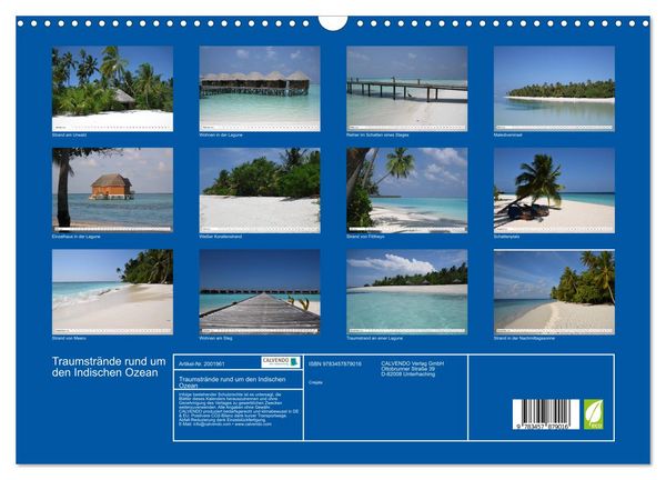 Produktbild: Traumstr&auml;nde rund um den Indischen Ozean (Wandkalender 2026 DIN A3 quer), CALVENDO Monatskalender