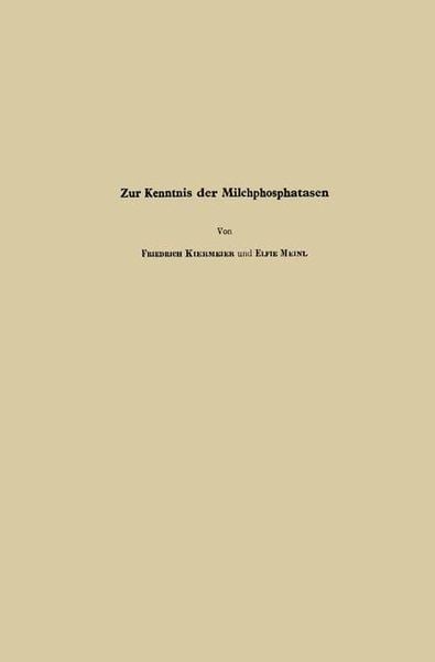 Produktbild: Zur Kenntnis der Milchphosphatasen