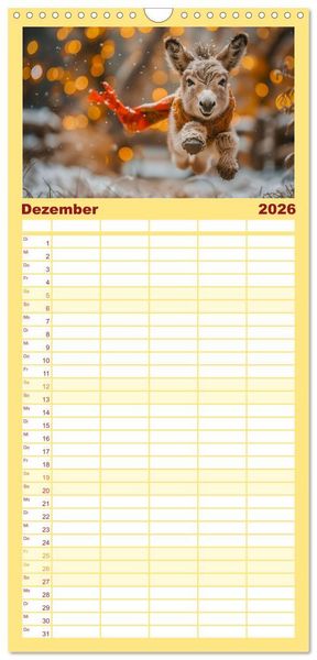 Produktbild: Familienplaner 2026 - Lustige Eselgeschichten mit 5 Spalten (Wandkalender, 21 x 45 cm) CALVENDO
