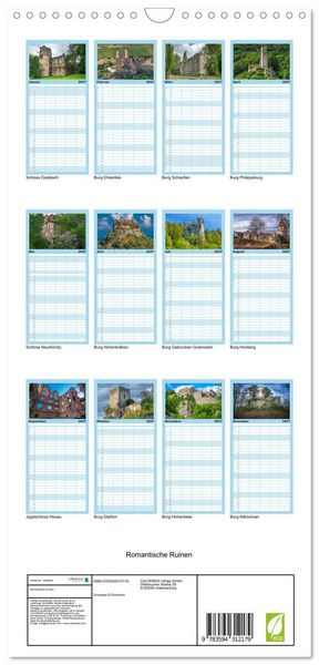 Produktbild: Familienplaner 2027 - Romantische Ruinen mit 5 Spalten (Wandkalender, 21 x 45 cm) CALVENDO