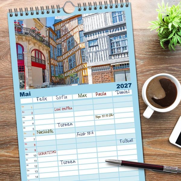 Produktbild: Familienplaner 2027 - Rouen - ein traumhaftes Reiseziel mit 5 Spalten (Wandkalender, 21 x 45 cm) CALVENDO