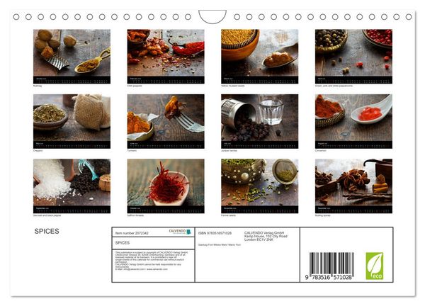 Produktbild: SPICES (Wall Calendar 2026 DIN A4 landscape), CALVENDO 12 Month Wall Calendar