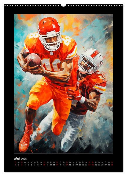 Produktbild: American Football. Paintings (hochwertiger Premium Wandkalender 2026 DIN A2 hoch), Kunstdruck in Hochglanz