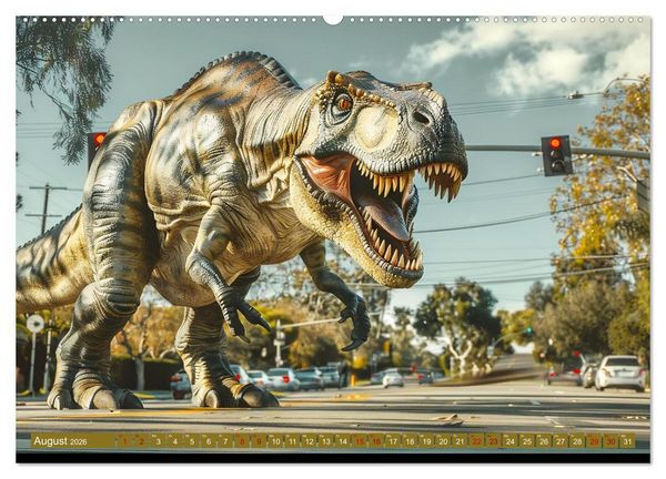 Produktbild: Wie w&auml;re es mit einem Dinosaurier als Haustier? (hochwertiger Premium Wandkalender 2026 DIN A2 quer), Kunstdruck in Hochglanz