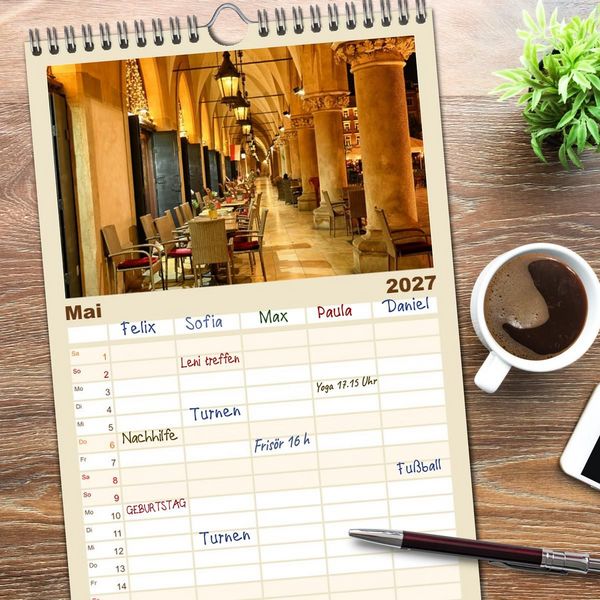 Produktbild: Familienplaner 2027 - Besucht doch mal Krakau mit 5 Spalten (Wandkalender, 21 x 45 cm) CALVENDO