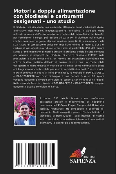 Produktbild: Motori a doppia alimentazione con biodiesel e carburanti ossigenati - uno studio